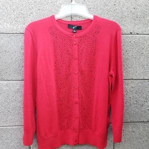 GNW Button Down Red Cardigan NWT sz M